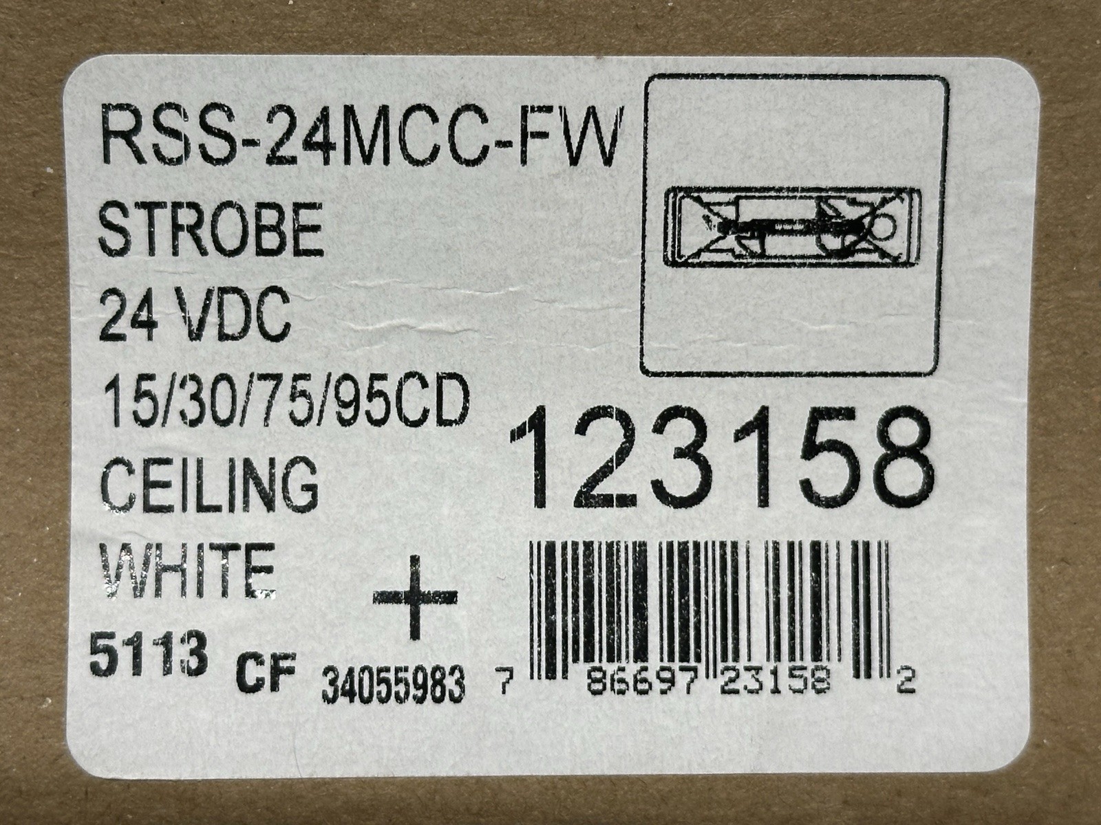 WHEELOCK RSS-24MCC-FW WHITE CEILING MOUNT STROBE "FIRE" MARKING - NEW - 11 AVAIL