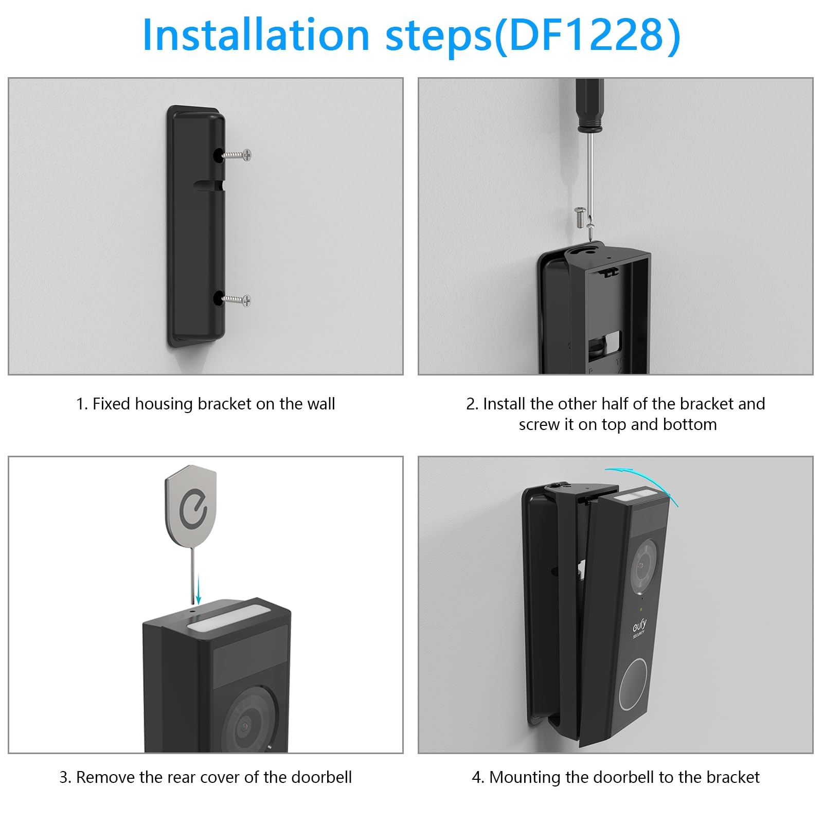 Holaca Doorbell Wall Mount for Eufy Security Video E340, BLACK
