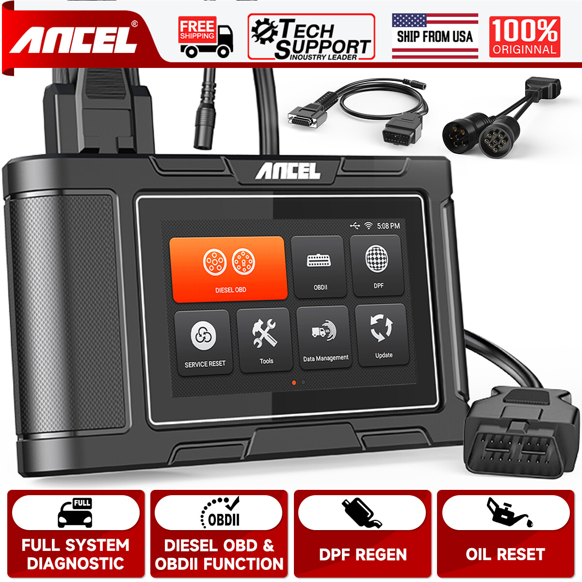 ANCEL HD3300 All System Heavy Duty Truck Scan DPF Regen Oil Reset For ISUZU FUSO