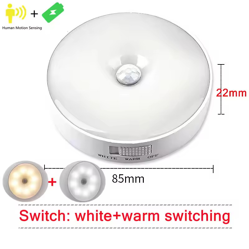 LED Motion Sensor Under Cabinet Closet Light USB Rechargeable Kitchen Lamp