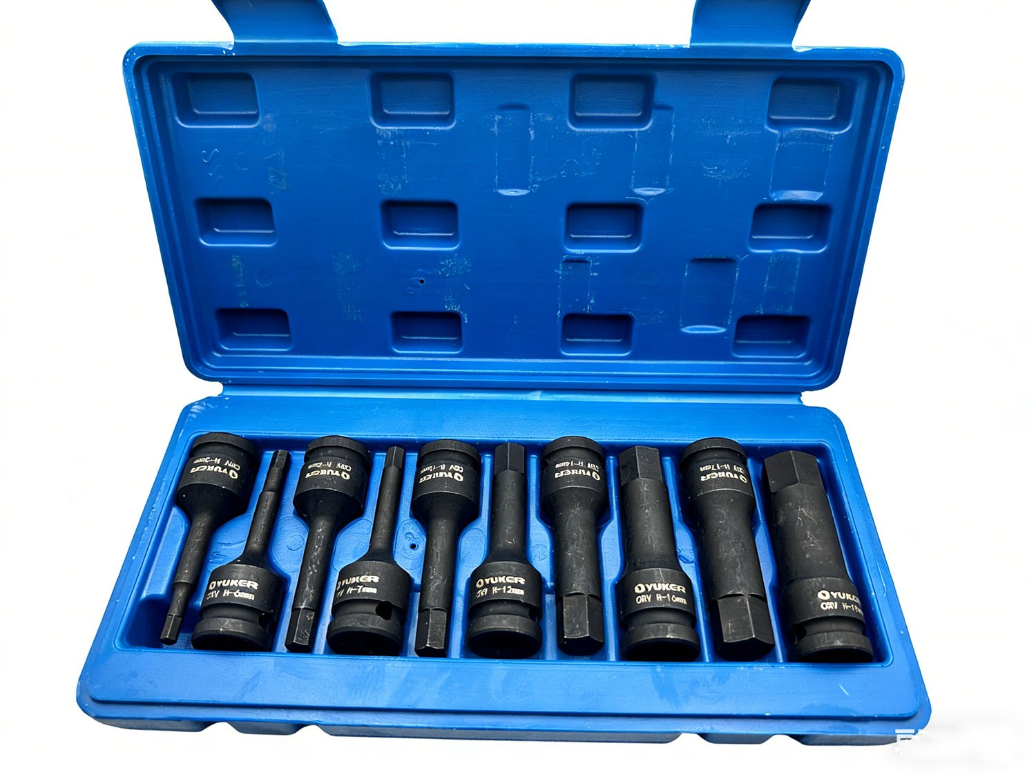 1/2'' Drive Allen / Hex Key Bit Impact Socket Set H5 - H19 Metric Deep w/ Case