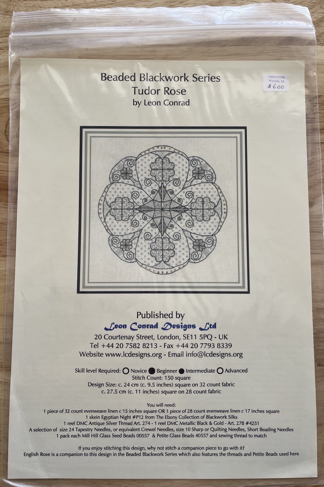 Beaded Blackwork Series Chart ~ Tudor Rose