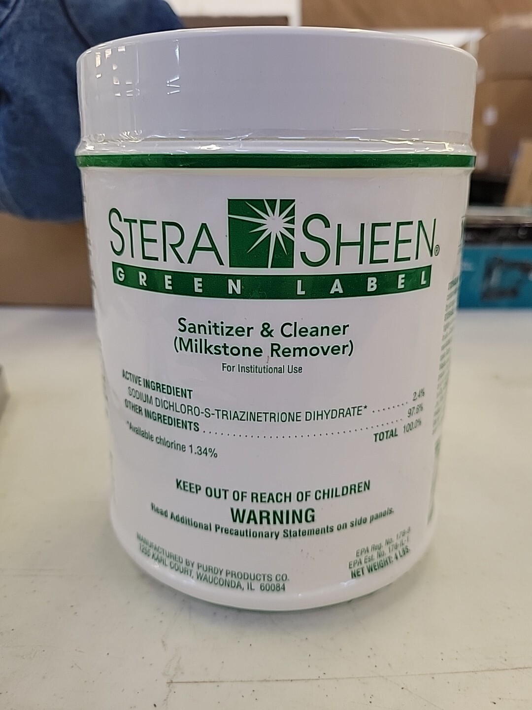 Stera Sheen Green Label - Sanitizer and MilkStone Remover, by Purdy Pro - 4 lbs