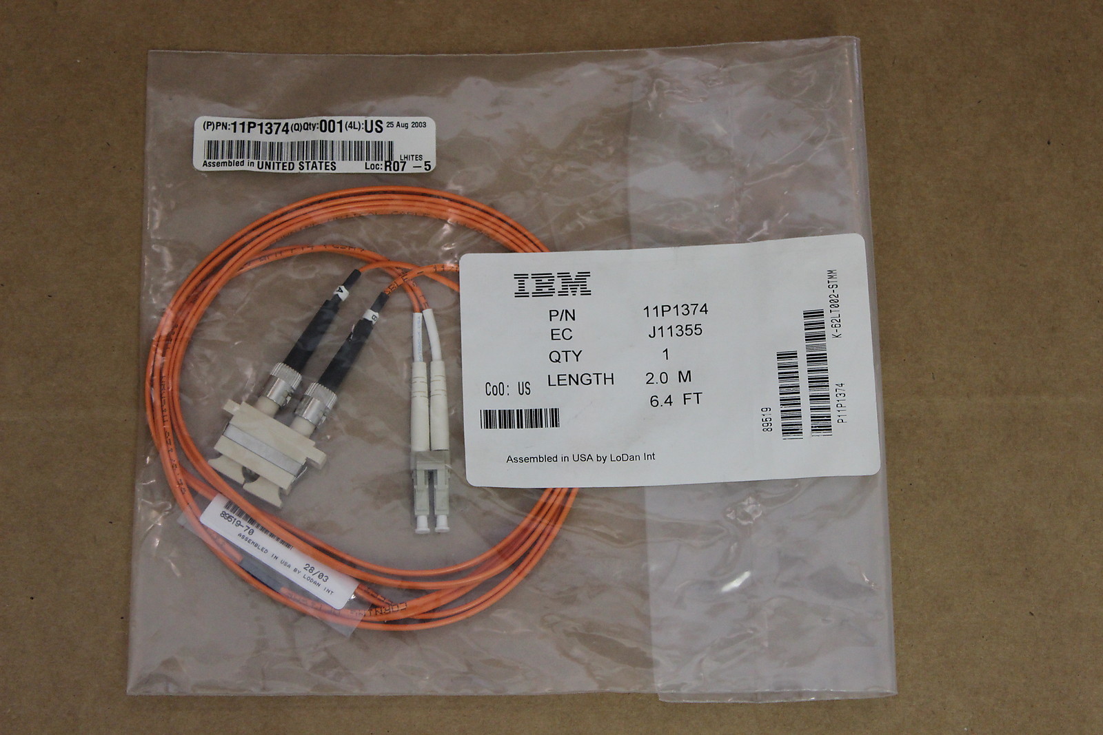 IBM 11P1374 2M Fiber Channel Fibre Optic Cable New