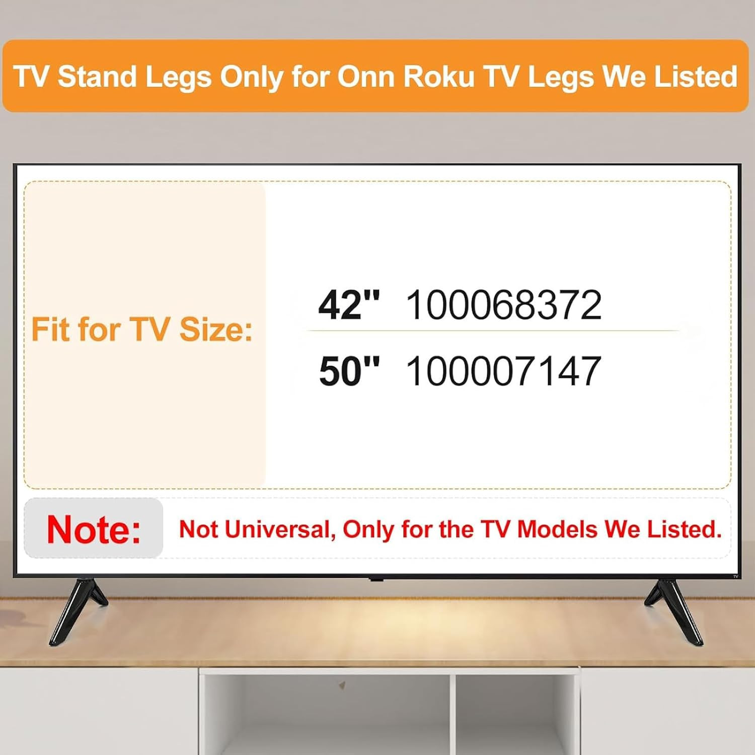 TV Stand Legs for Onn Smart Tv - Only for 42" 50" TV 100068372 100007147 with Sc