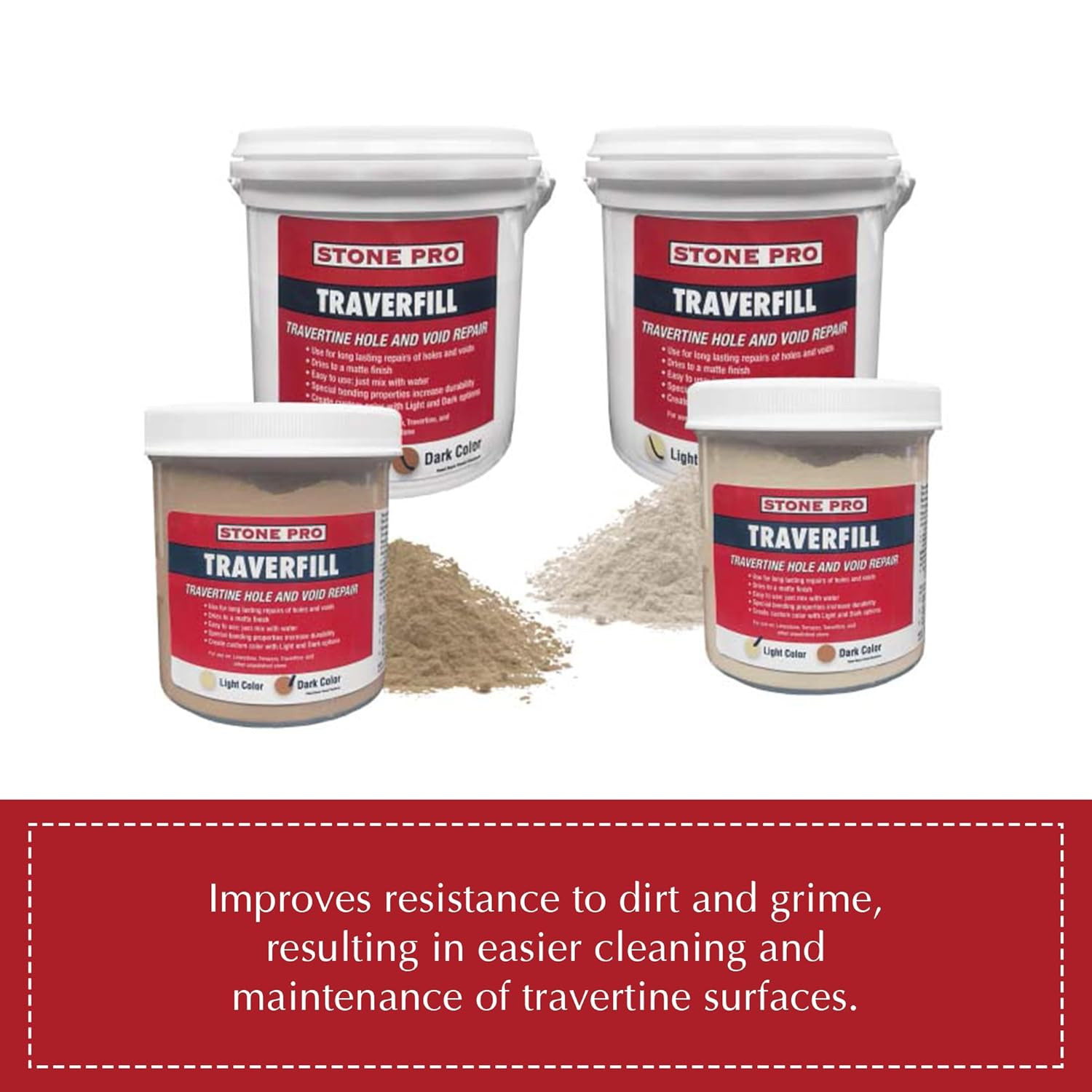 Stonepro Traverfill - Travertine Repair - Fills Smalls Pits, Holes & Voids in Tr