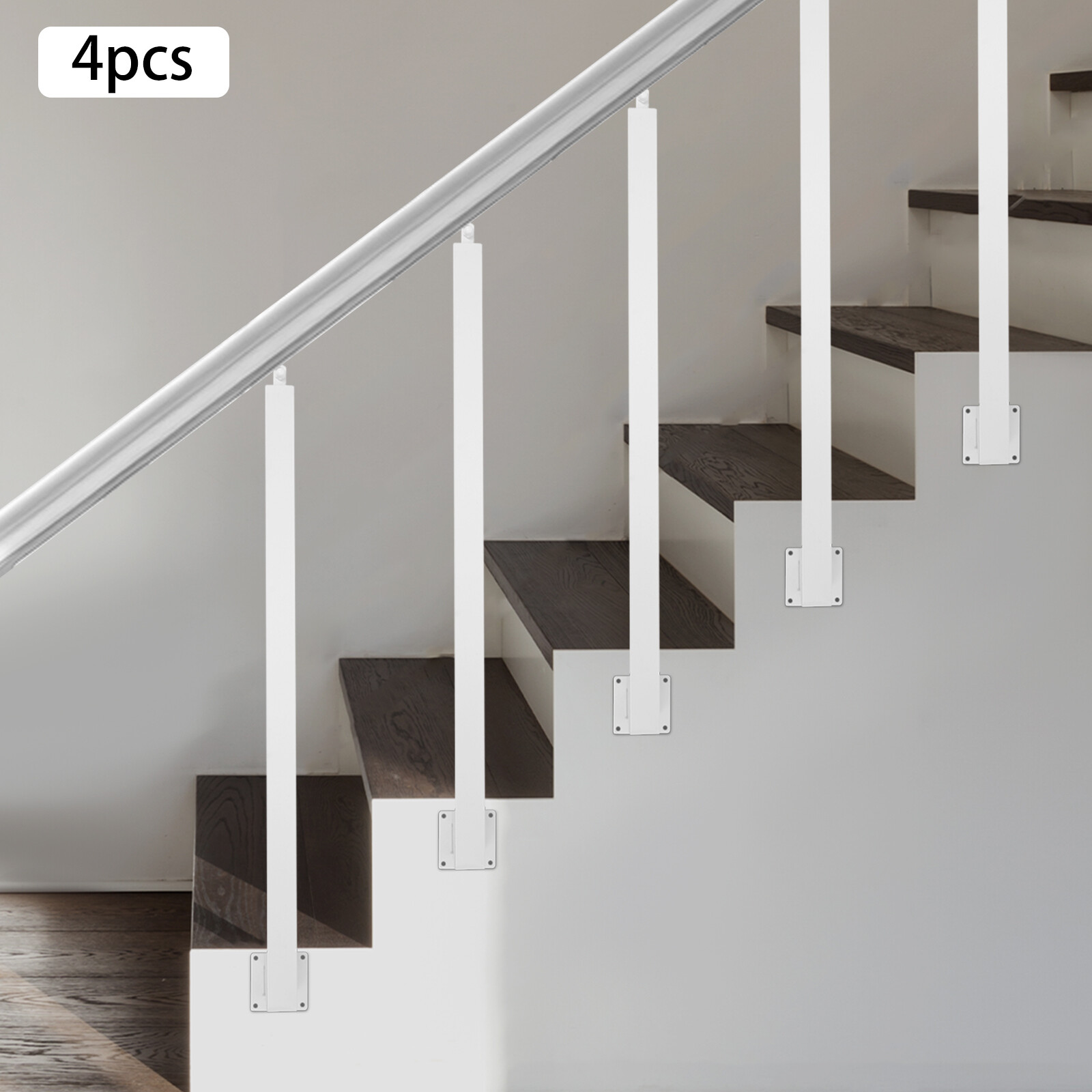 Square Stair Baluster Posts - Durable Metal Railing Decor for Stairs, White
