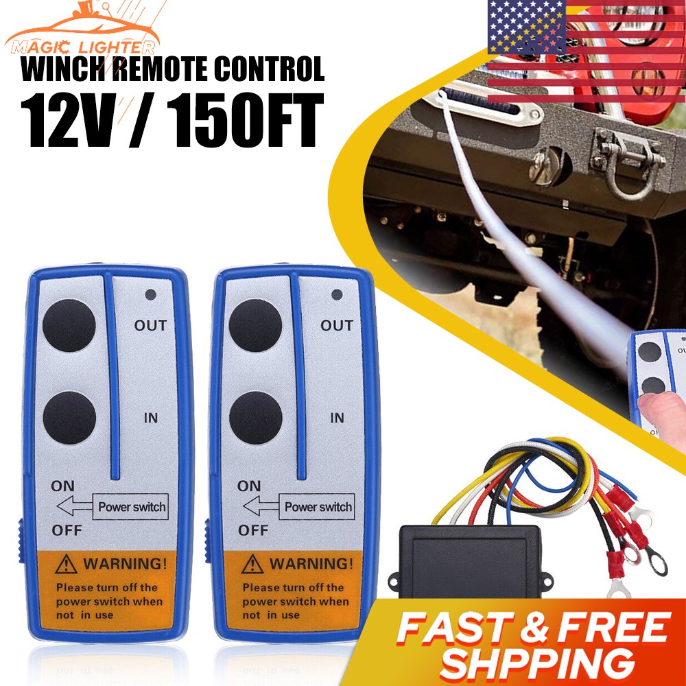 USA Wireless Winch Remote Control Handset To Easy 150ft Install 12 Volt Blue
