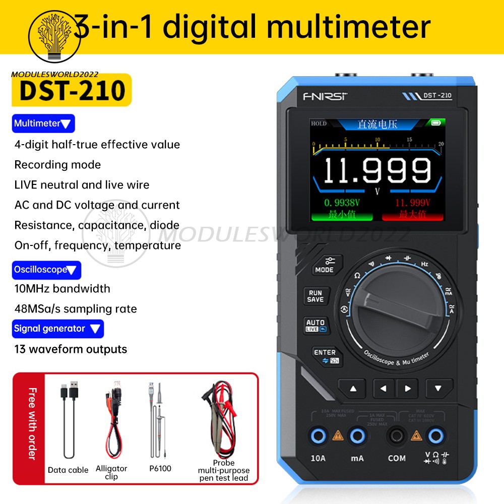 FNIRSI 2C23T DST-210 Digital Oscilloscope Multimeter Function Signal Generator