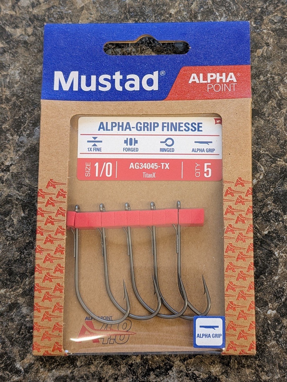 Mustad Alpha-Grip Finesse Hook - Size 1/0 - Alpha Point AG34045-TX Hooks