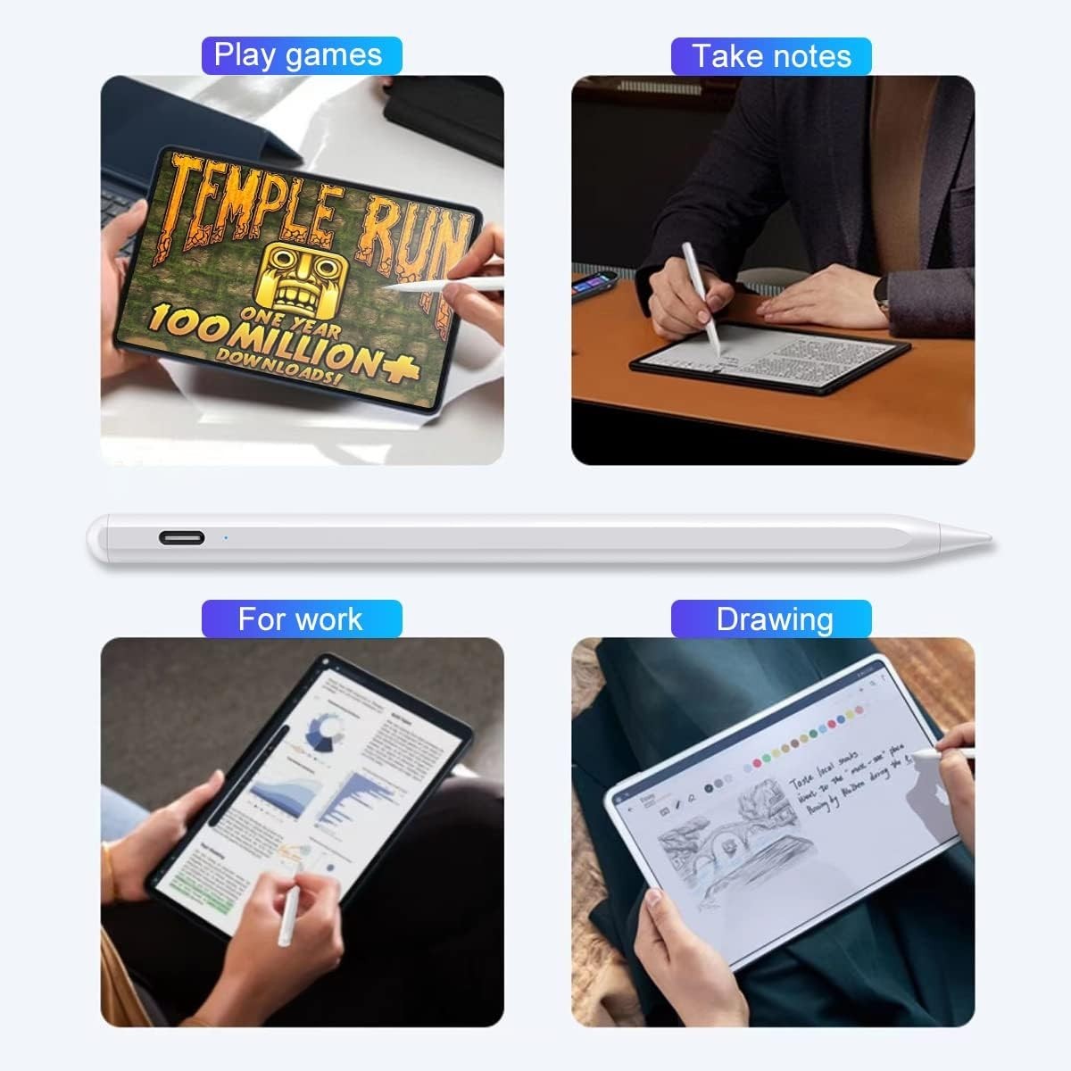 Universal Touch Screen Stylus Pen - Precise 1.2mm Tilt Technology, Rechargeable