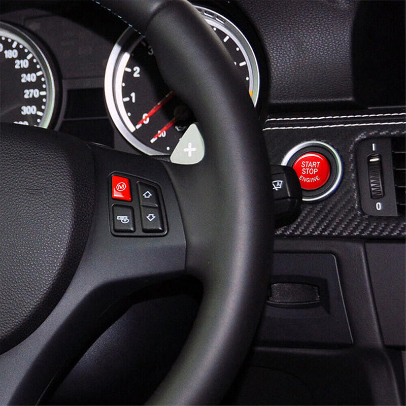 Car Engine Start Stop Switch Button Red Steering Wheel M Mode For BMW E92 E90 M3