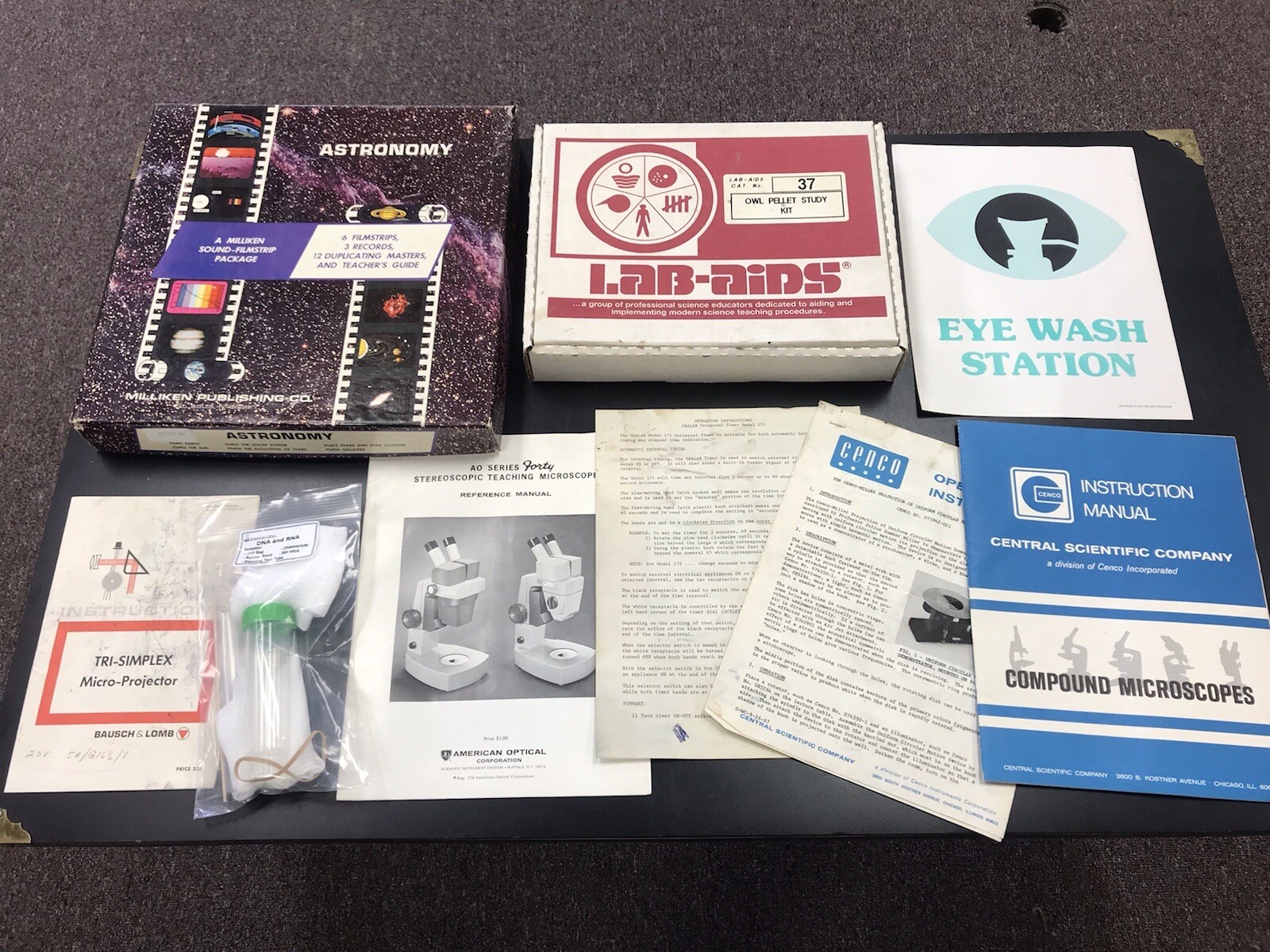 Vintage Chemistry Science Lab Astronomy Dna Kit School Paper Work Pamphlet