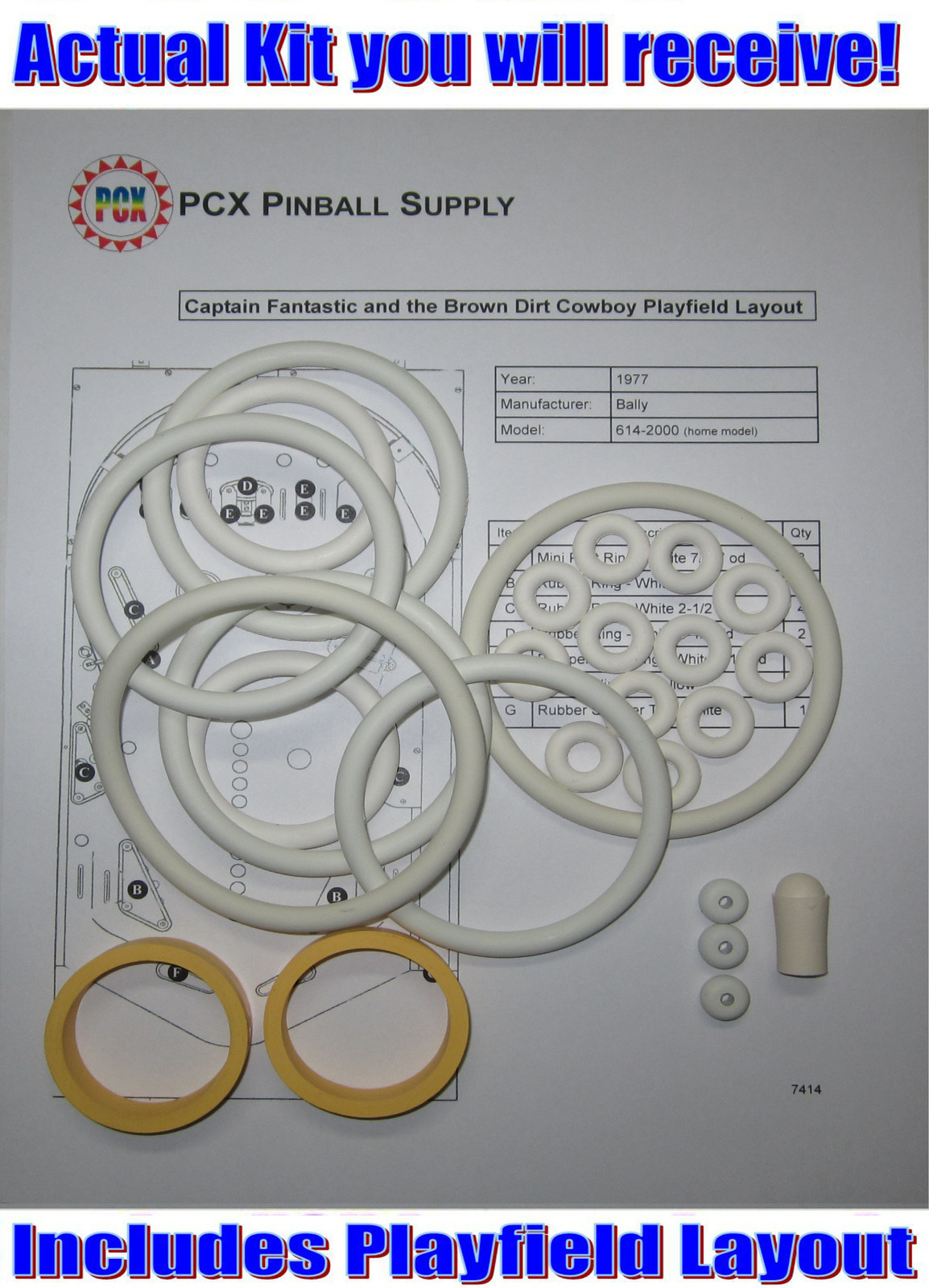 1977 Bally Captain Fantastic  Rubber Ring Kit (home version)