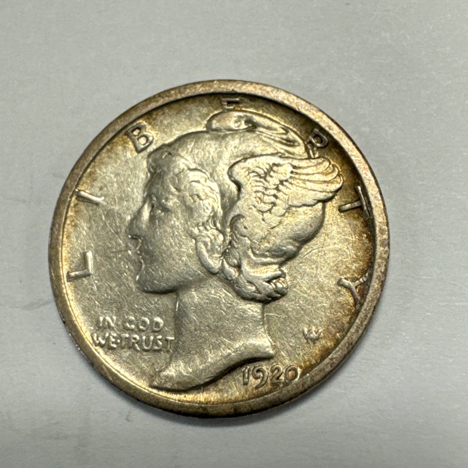 1920-D Mercury Silver Dime XF