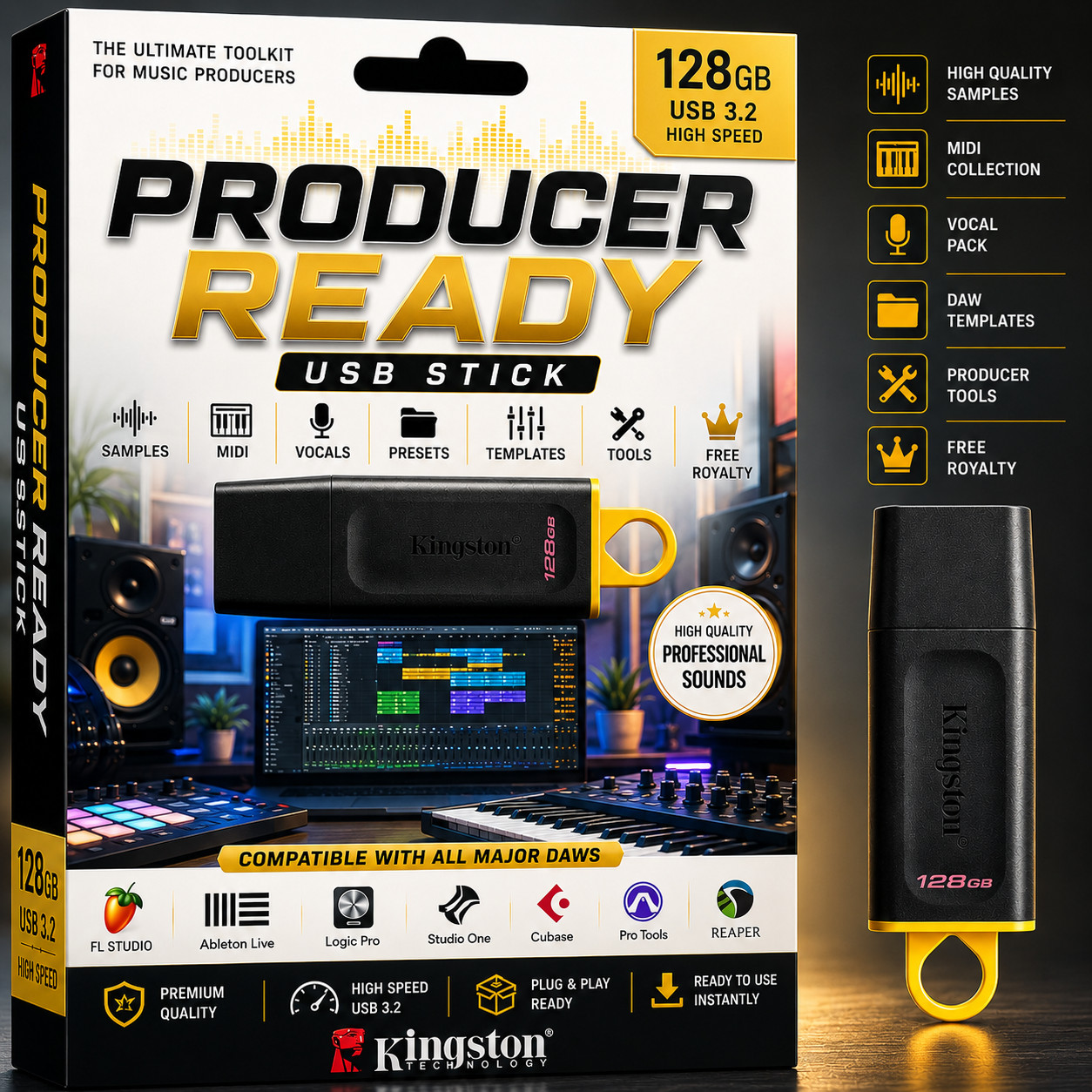 PRODUCER READY USB STICK 128GB - THE ULTIMATE TOOLKIT FOR MUSIC PRODUCERS DJ