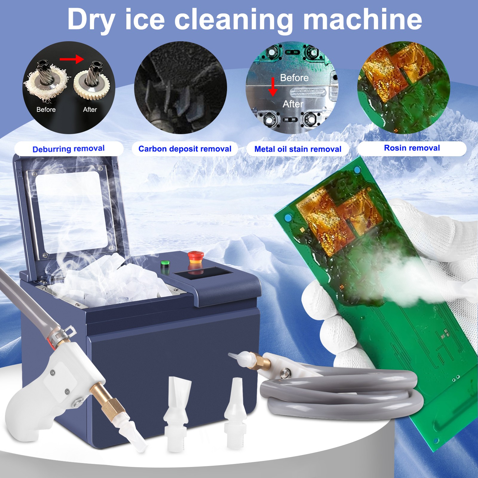 Portable Mini Dry Ice Blasting Machine Cleaning Machine For PCB Burrs Removal