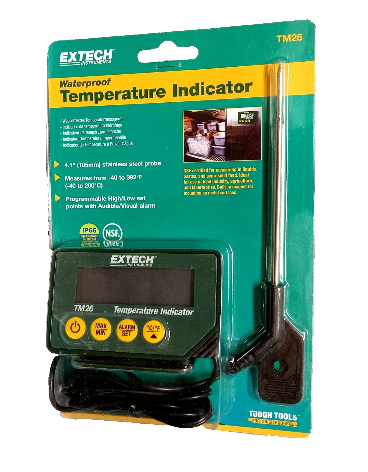 EXTECH TM26 Waterproof Food Thermometer Temperature Indicator w/ 4.1" Probe NOS