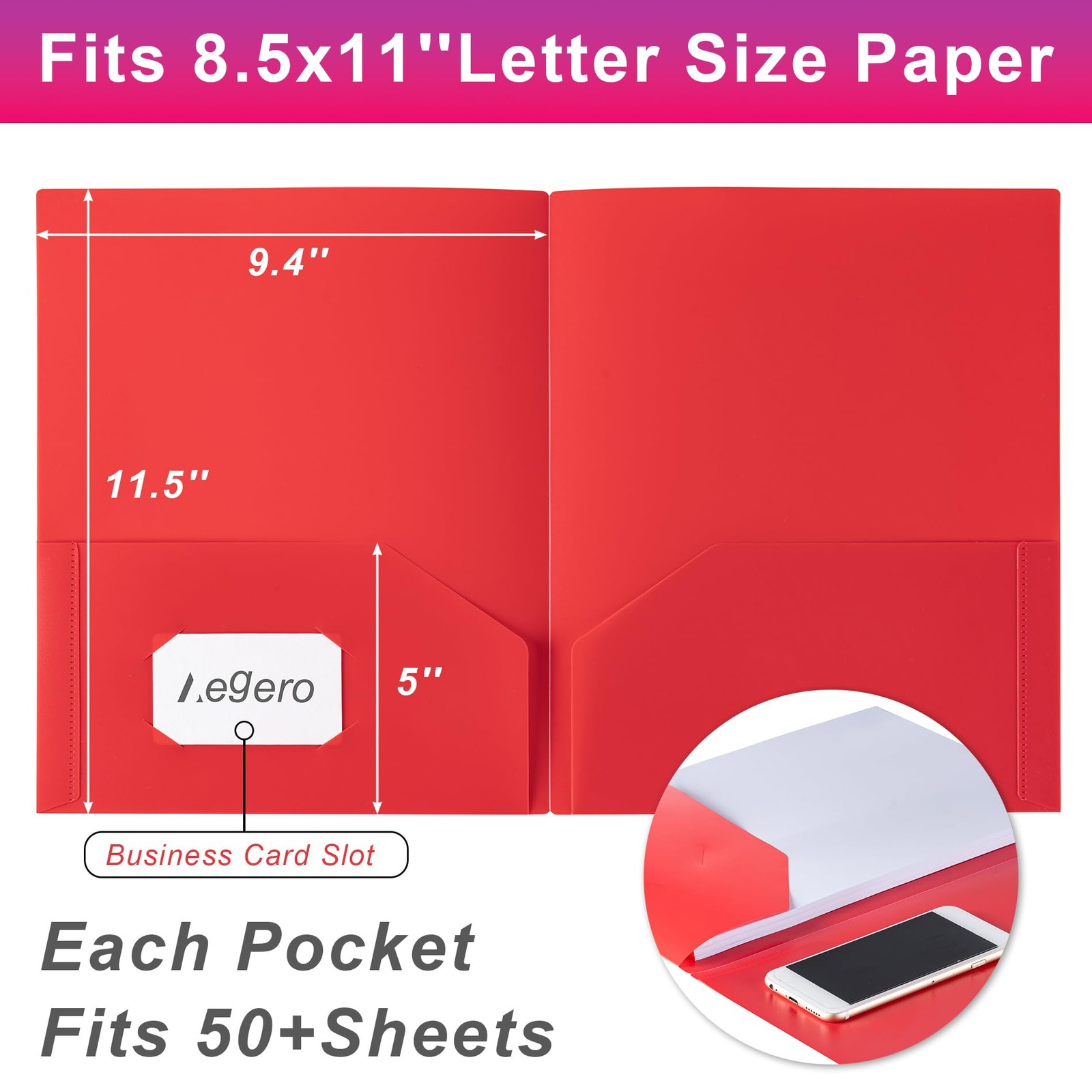 Aegero Plastic Folders with Pockets (7 Pack, Assorted 1 Set（7pack）, Rainbow