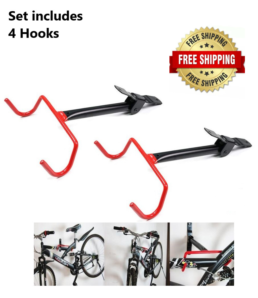 Set of 4 - Bike Bicycle Storage Hanger Rack Garage Wall Mount Holder Heavy Duty