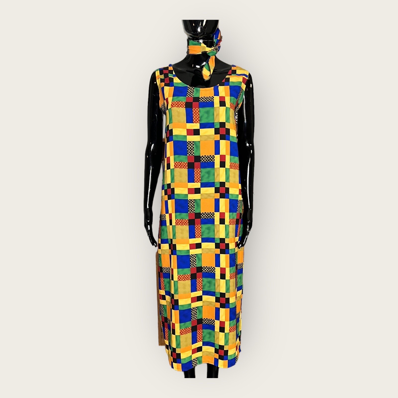 Vintage Ghana Print Women Loose Fit MIDI Dress