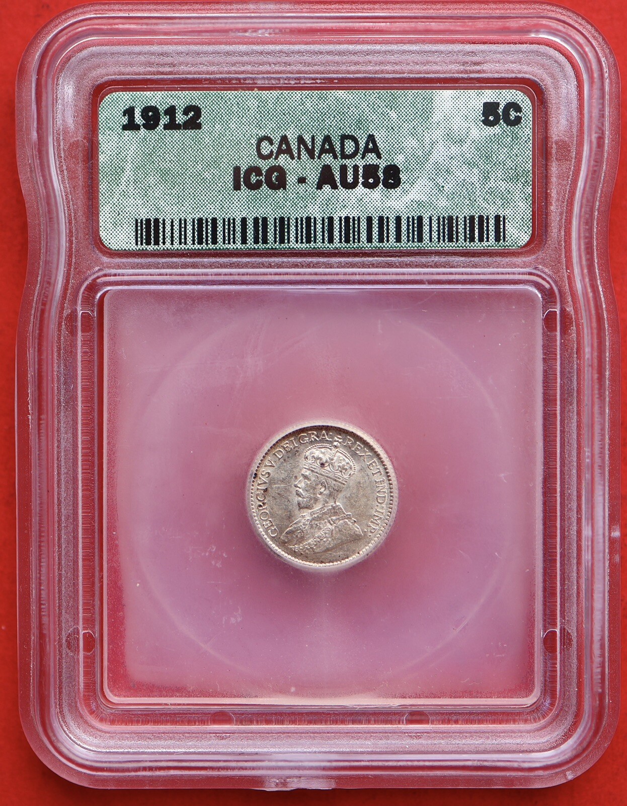 1912 Canada 5 Cents - ICG AU58 -
