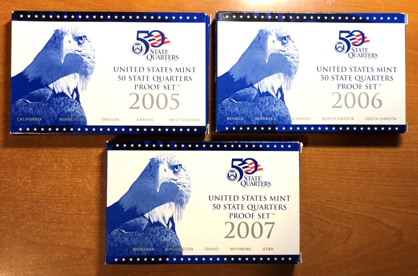 State Quarters Proof Sets- Lot of 3 -  2005, 2006, 2007 w/OGP