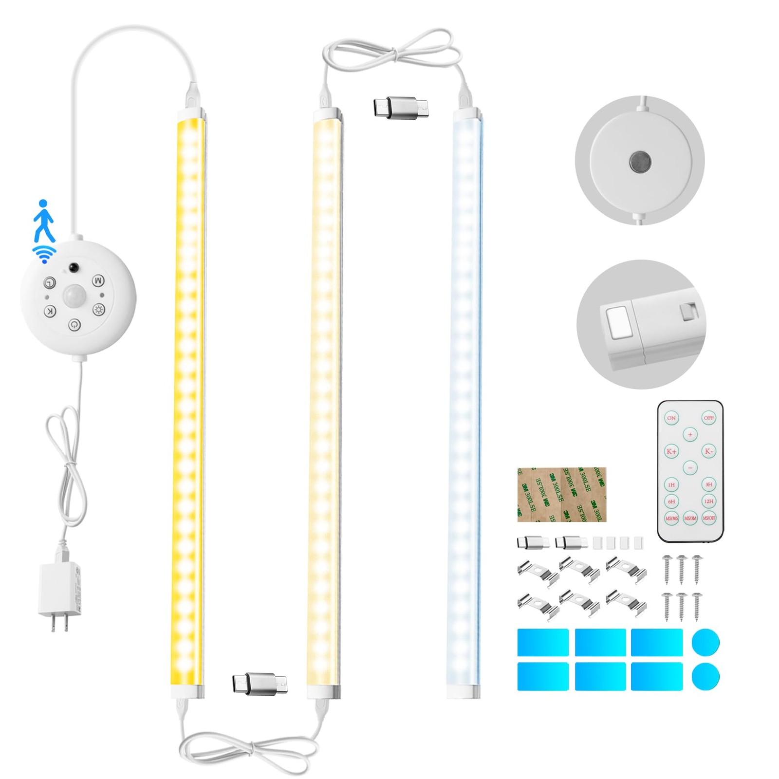 LED Cabinet Light Bars Motion Sensor Dimmable Lights Kitchen Closet Shelf
