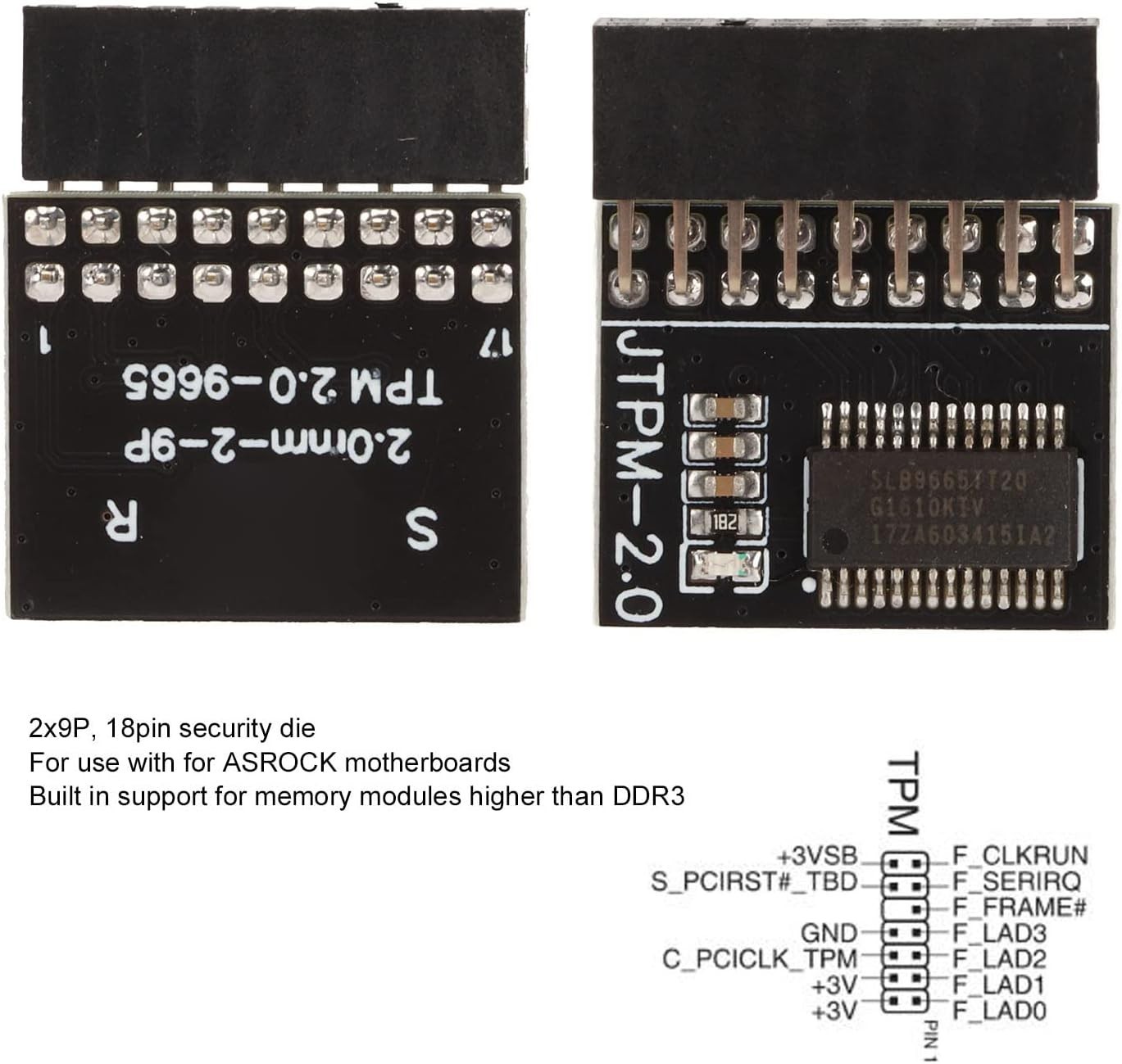 18-Pin TPM 2.0 Module for Enhanced Security on Intel Platforms - Easy Install