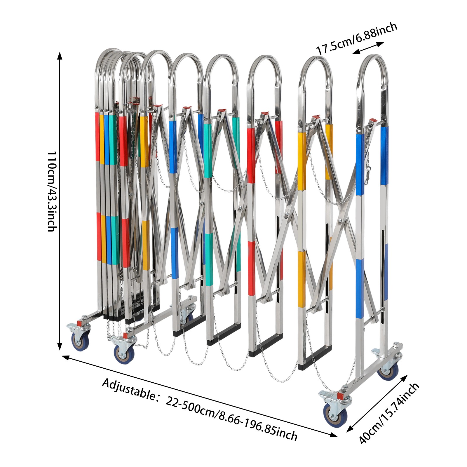 Portable Event Safety Barrier with Telescopic Design - 6-Wheel Mobile Fence