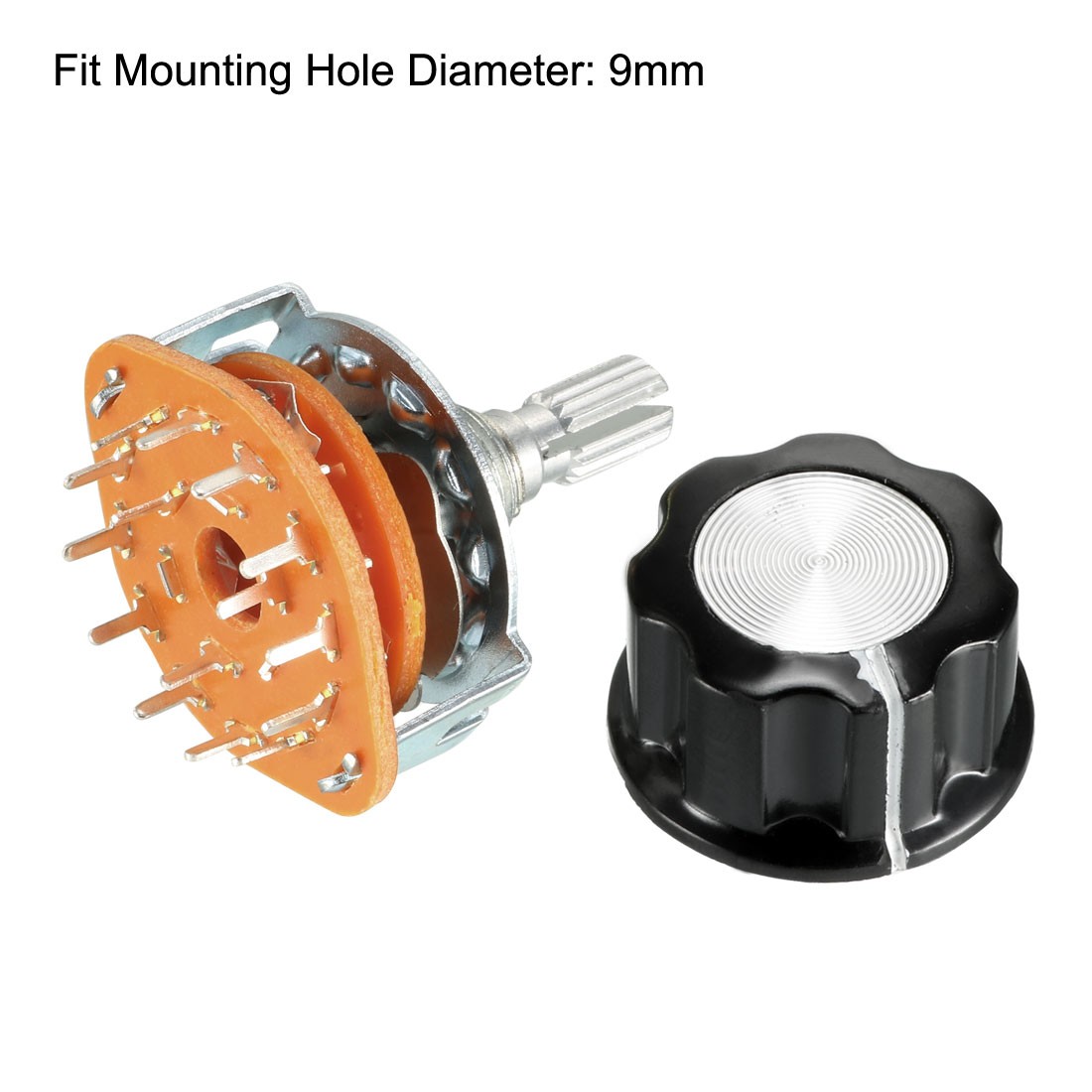 2pcs 3P4T 3 Pole 4 Throw Single Deck Band Channel Rotary Switch Selector
