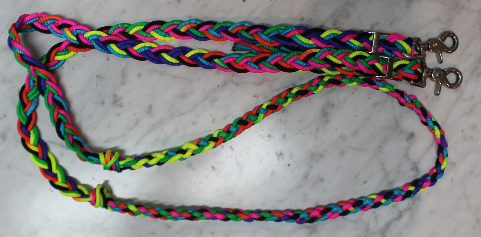NEW 7' Long Colorful Braided Nylon Barrel Reins HANDMADE in USA  MY HEART HORSE