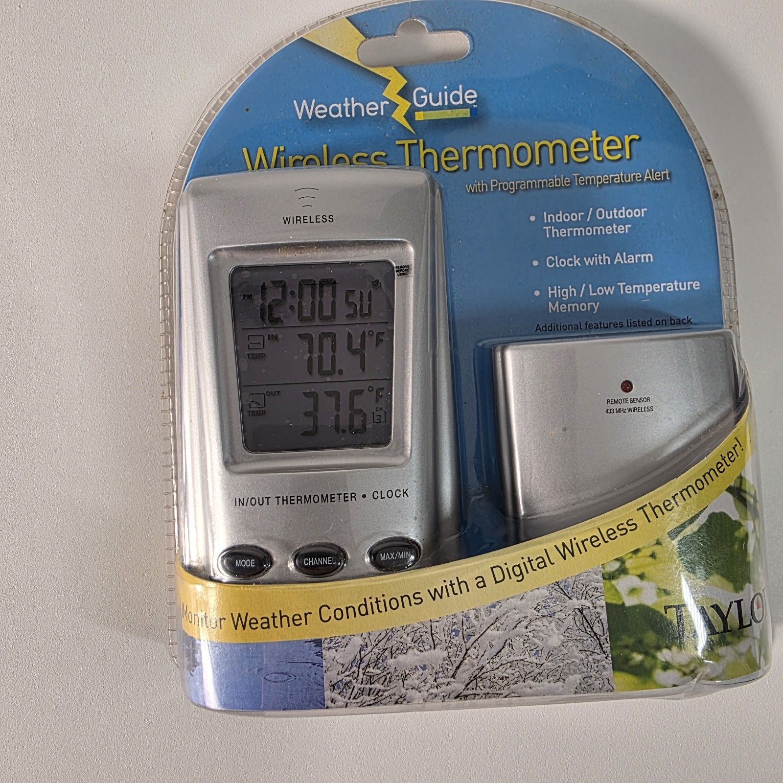 Taylor Wireless Indoor/Outdoor Thermometer with Programmable Temperature Alert