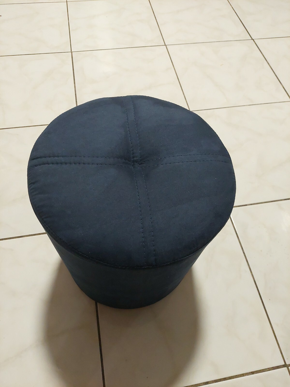Ula Round Ottoman, Dark Blue, New