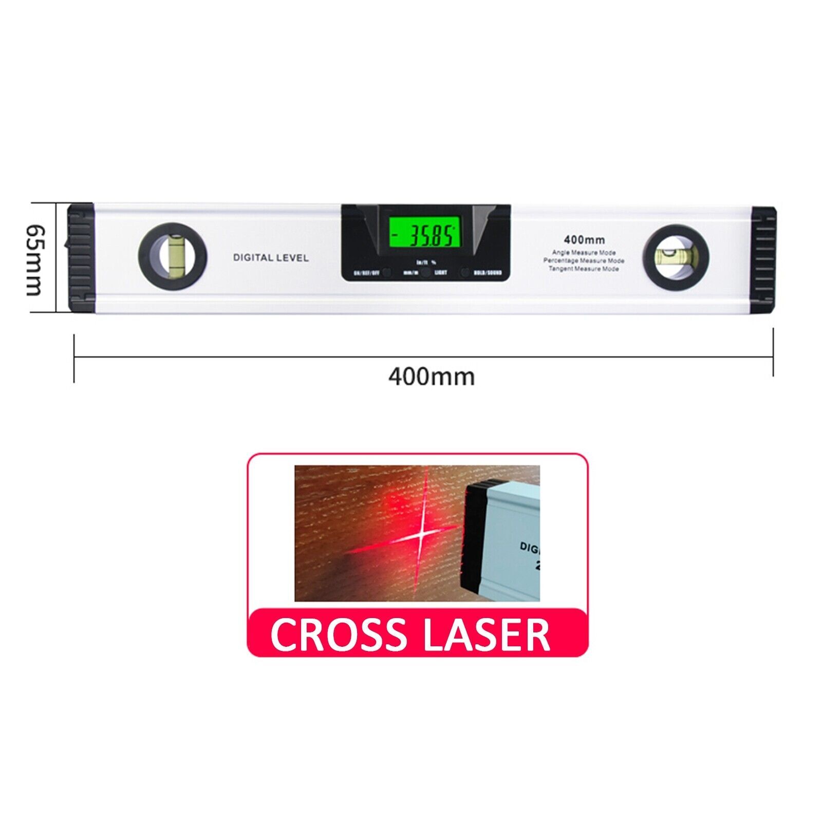 Digital LCD Laser Angle Finder Level Inclinometer Protractor Angle Gauge 40cm