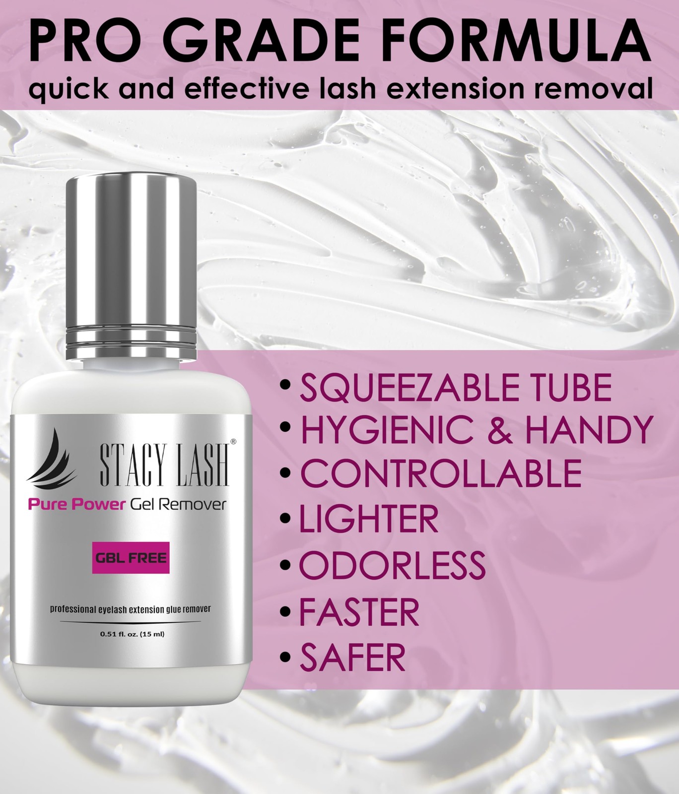 STACY LASH Eyelash Extension Remover (0.51 fl.oz / 15 ml) / Transparent