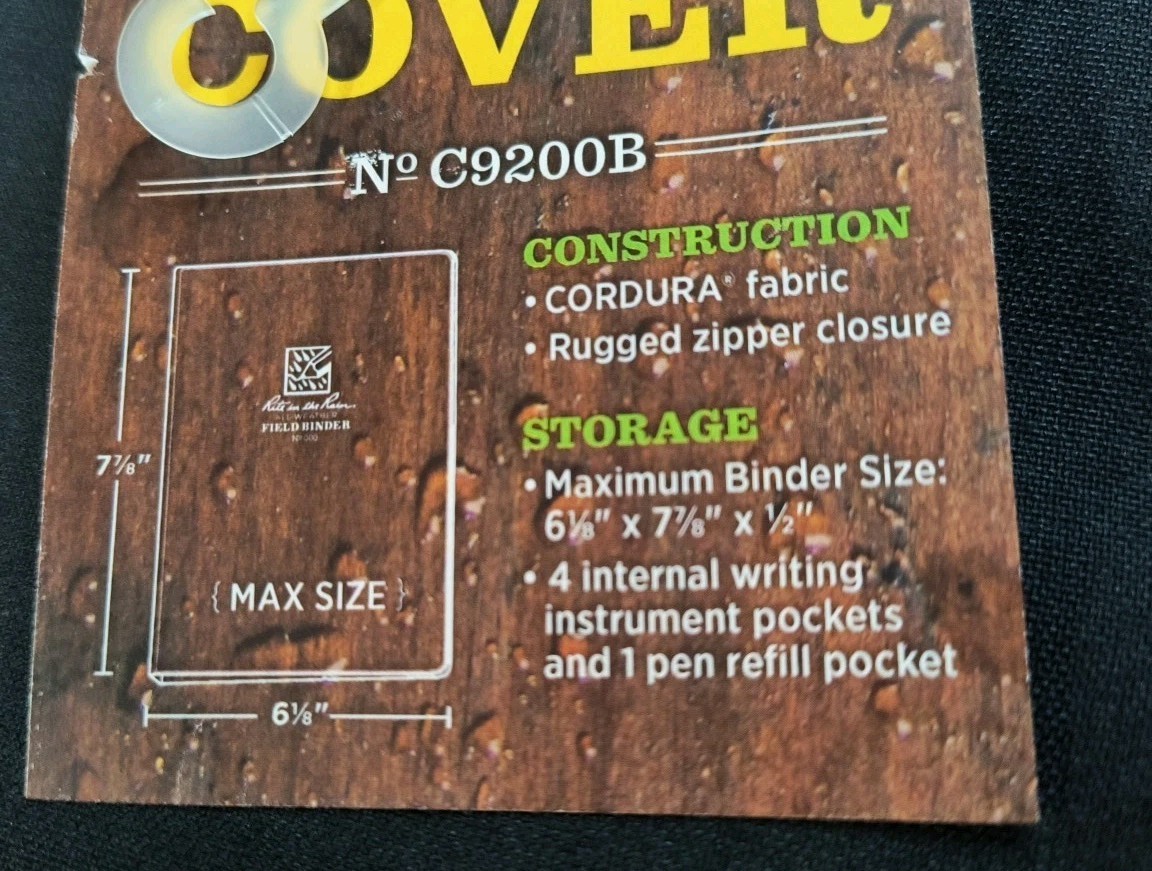 Rite in the Rain Binder Cover C9200A ACU Black Zipper 6x8x.5" New