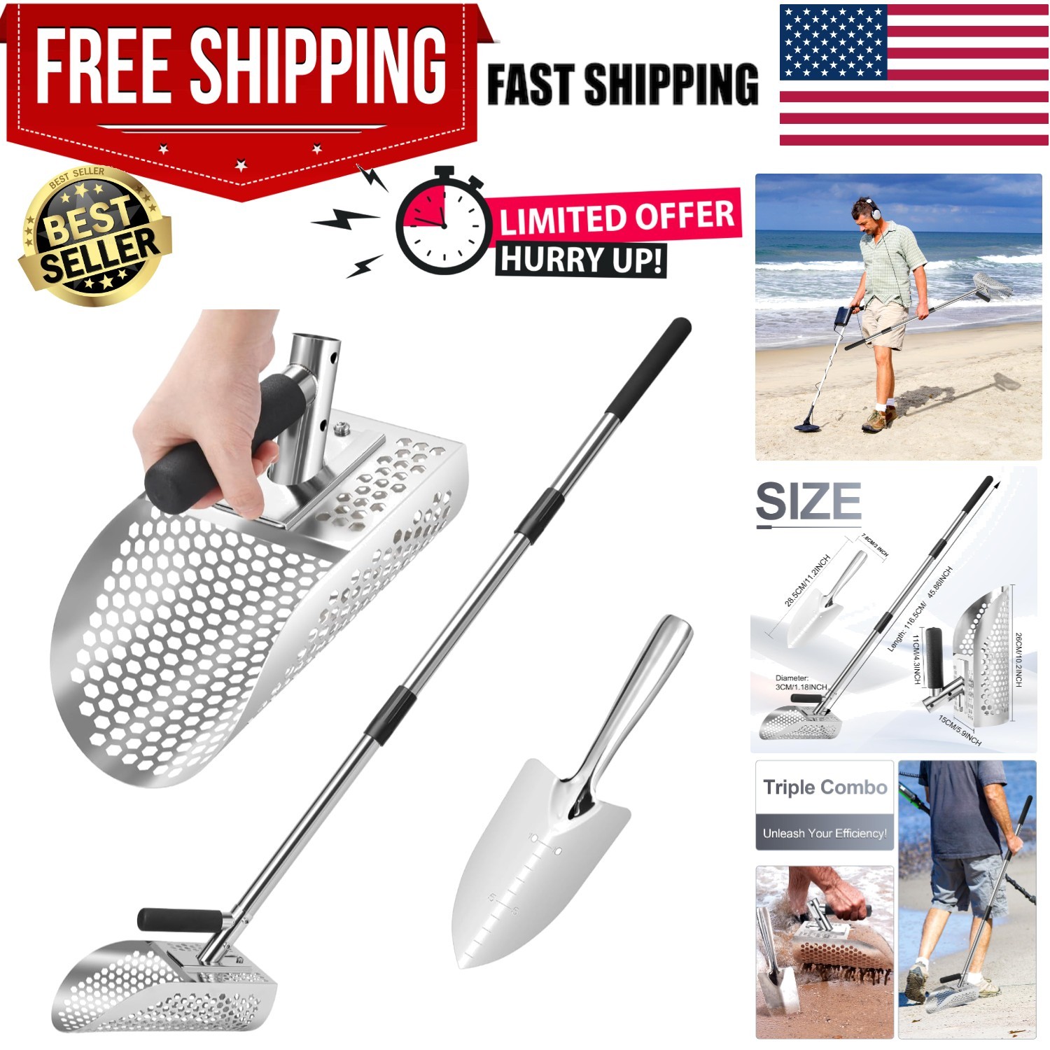 Professional Grade Stainless Steel Treasure Hunting Scoop for All Environments