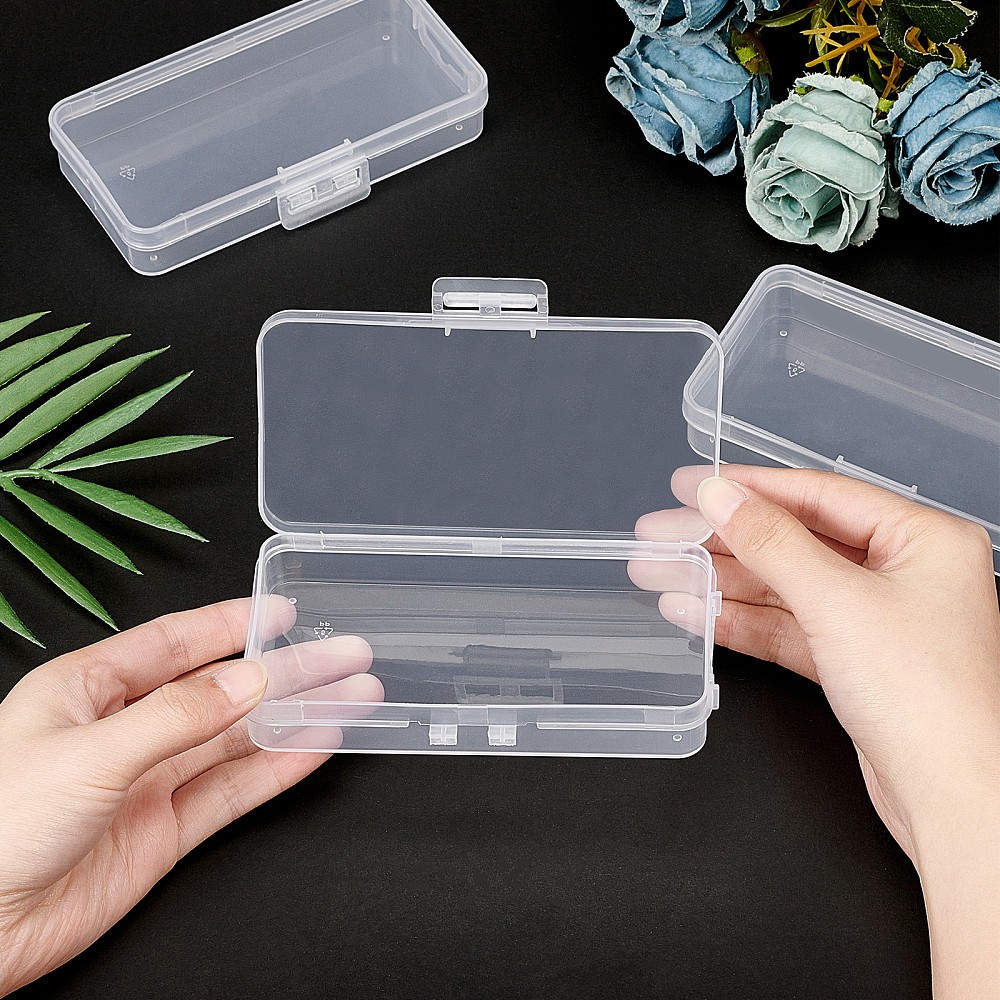 6pcs Clear Plastic Beads Storage Containers boxes with Lids 12.8x6.6x2.2cm Small