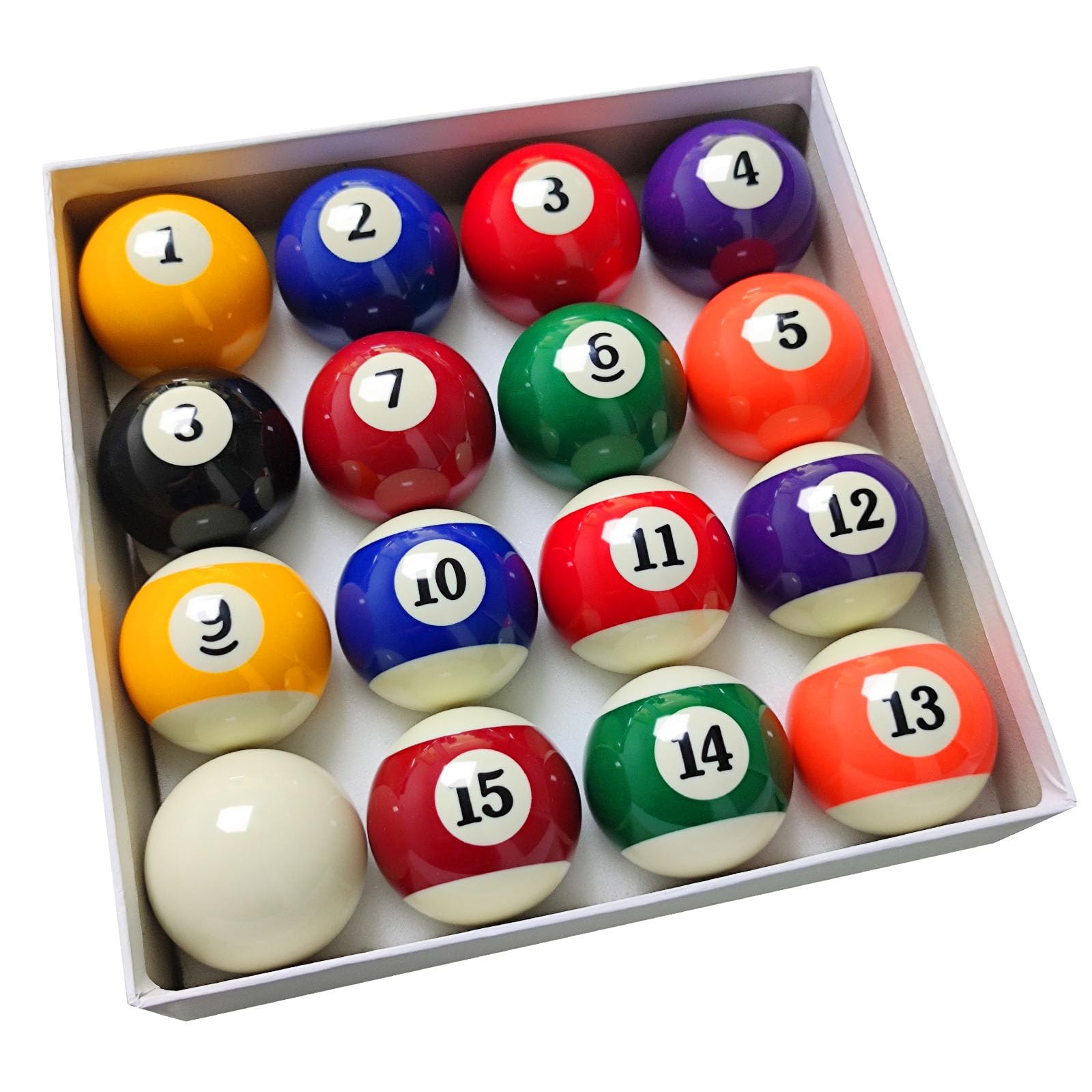 16 Pool Balls Billiard Set 2 1/4 Inch Regulation Size Resin Replacement