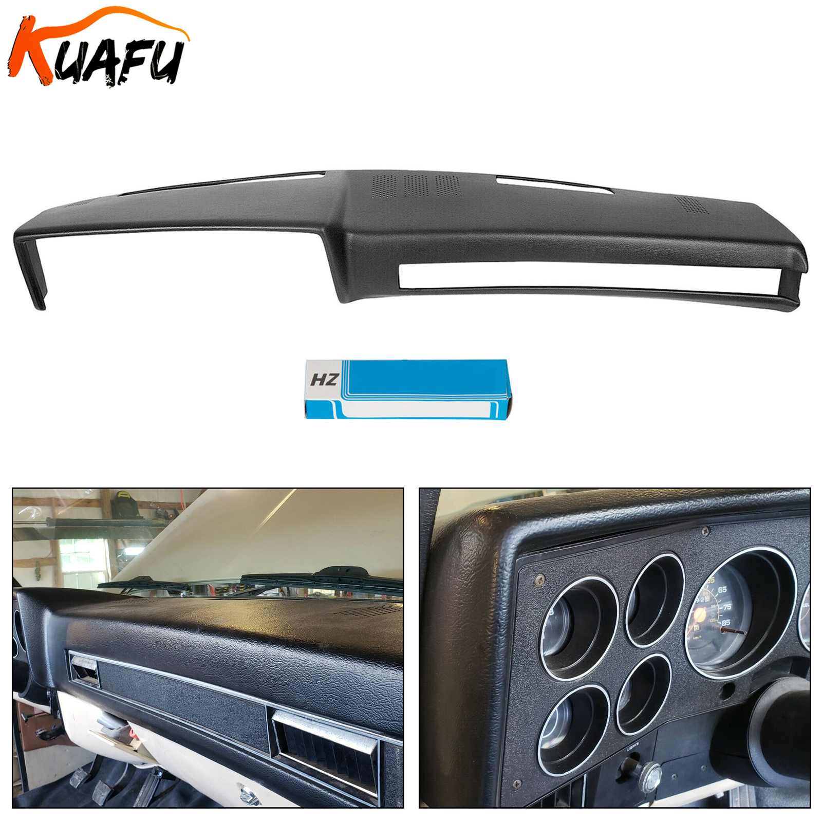 KUAFU For 1981-1991 Chevrolet GMC C/K/R/V Truck/SUV PICKUP Black Dash Pad Cover