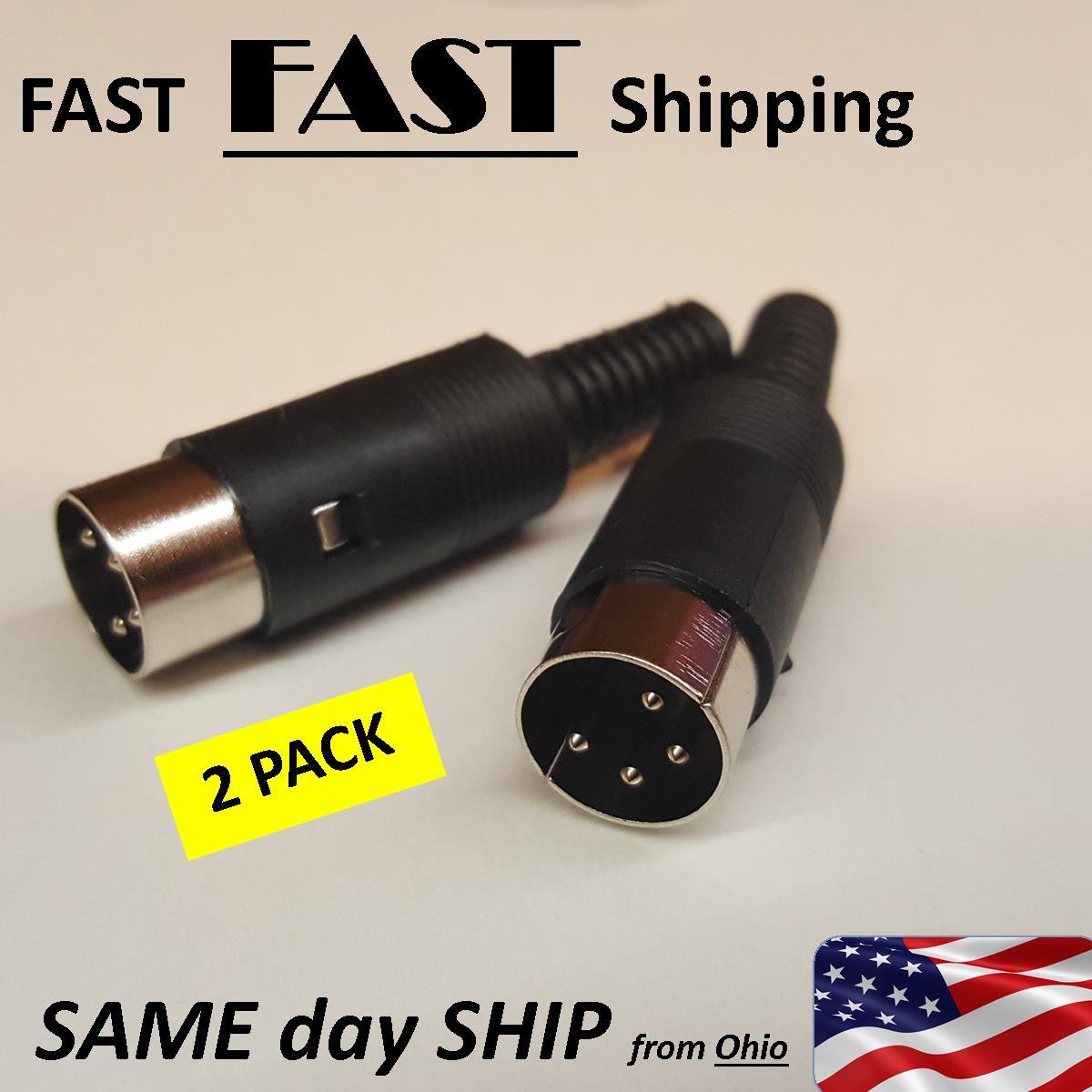 4 Pin DIN Plug Connector with black Plastic Handle Male - FAST SHIP