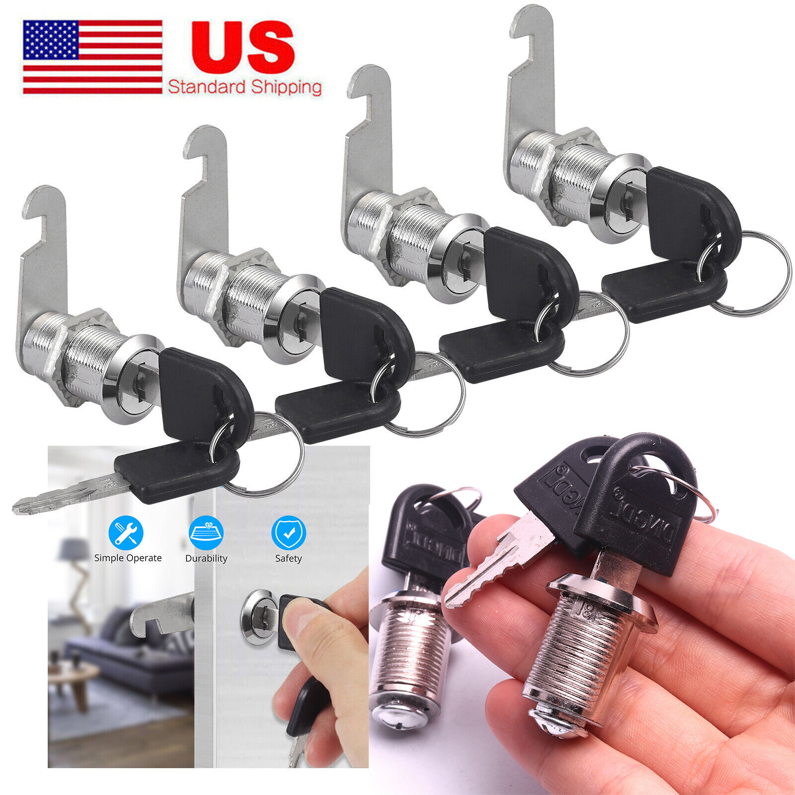 2/4/10X 20mm Cam Lock Door Cabinet LetterBox Mailbox Drawer Locker Universal Key