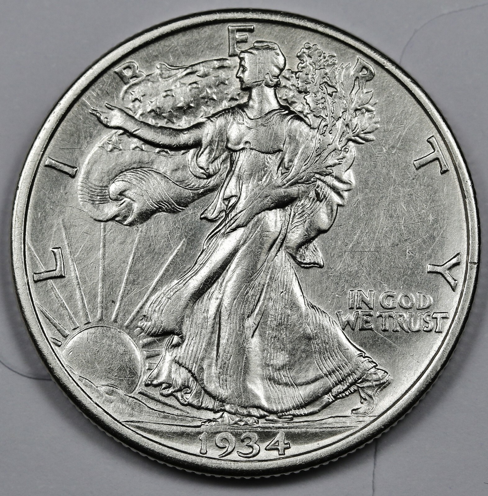 1934-d Liberty Walking Half.  AU.  Inventory H.  172077