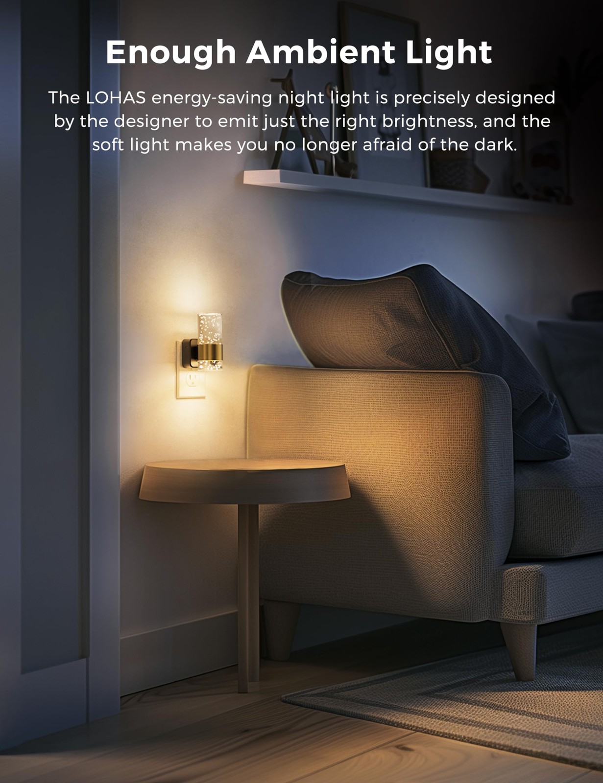 2 Pack Dimmable Night Light Dusk to Dawn Sensor Adjustable Color