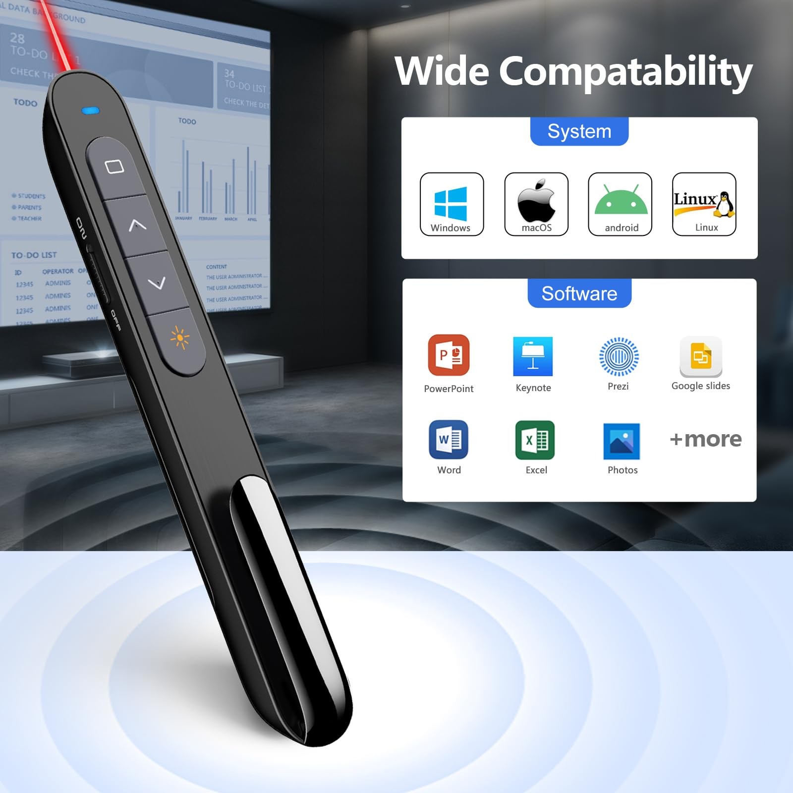 N76 Rechargeable Presentation Clicker with Red Light Pointer Remote Control