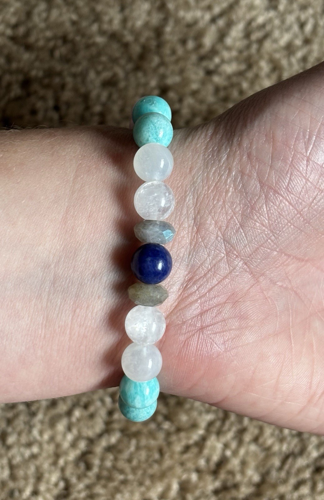 Gemstone Bracelet – Moonstone, Amazonite, Kunzite, Sodalite, & Labradorite