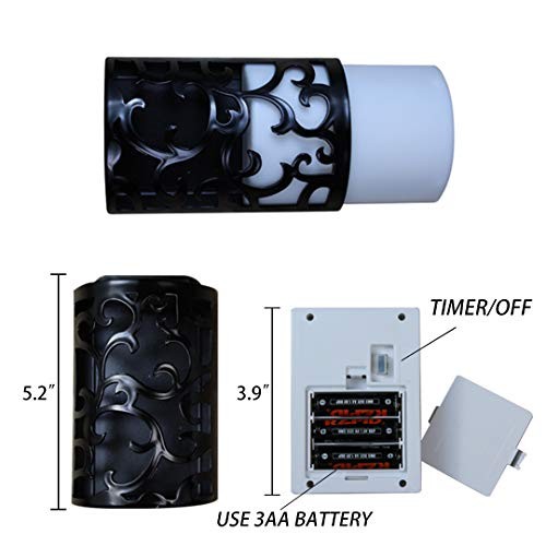 Decorative Lanterns with Timer, Candle Light Flameless 3 Pack Wall Black