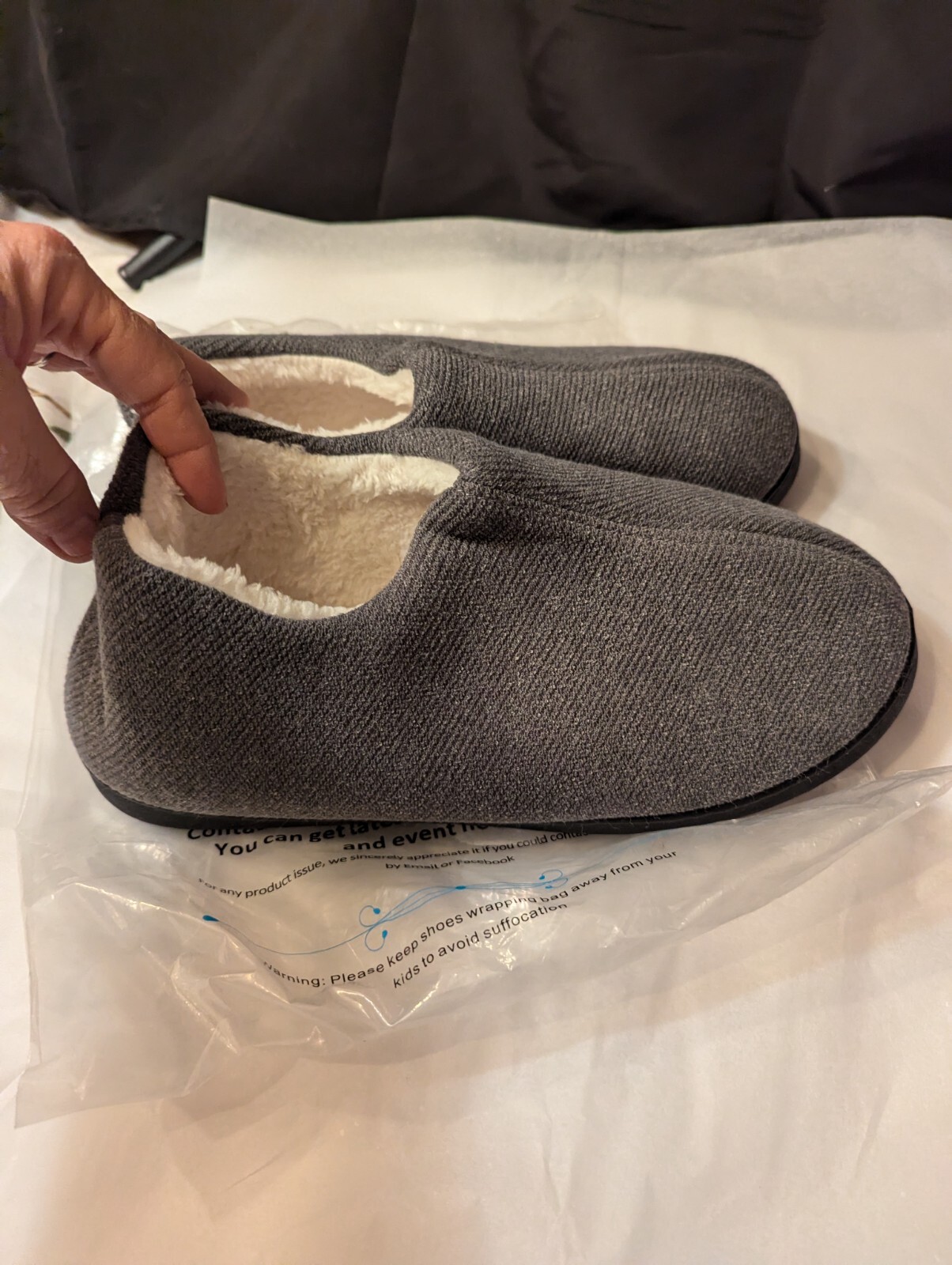 Mishansha Mens 11 Comfort Home Warm Gray Slippers NEW