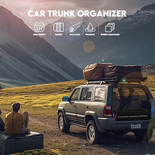 Trunk Organizer for Car， Collapsible Trunk Organizer with Multi Pockets, black